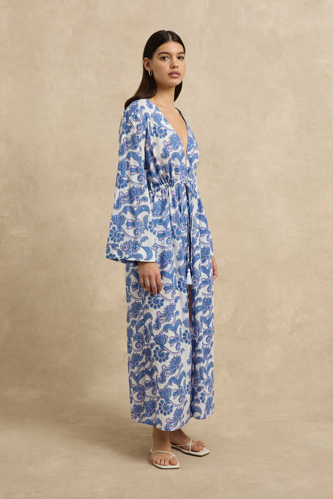Sanya Robe Brocade Azul