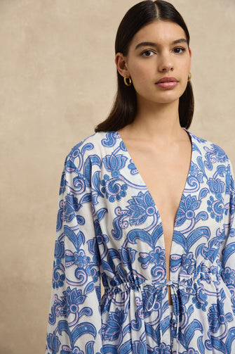 Sanya Robe Brocade Azul