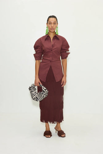 Loch Poplin Button Up Choco Brown