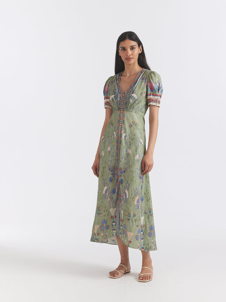 Lea Long Dress Papyrus Border