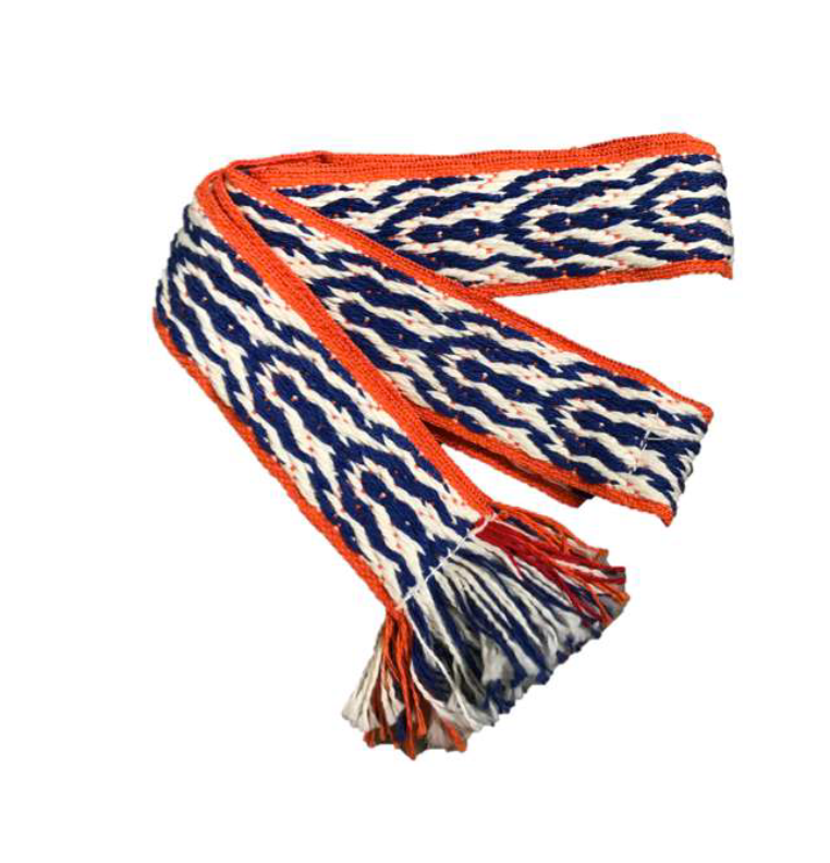 Patterned Weave Band Blue Natural Orange