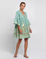 Embroidered Linen Short Dress Sea Green
