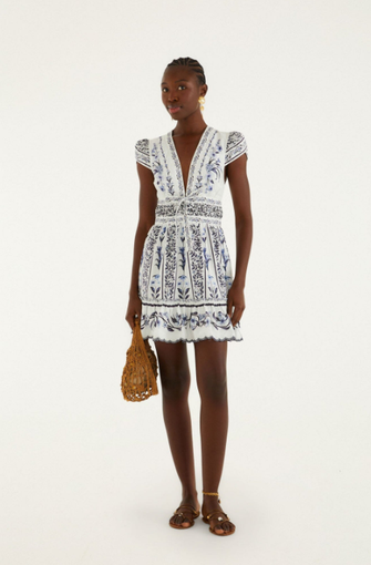 Flowers Arch Off-White Mini Dress