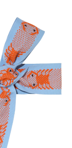 Hand woven wide baby blue and orange crab belt
