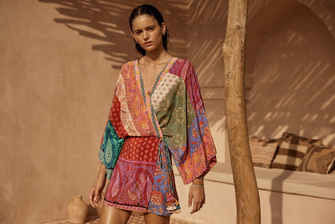 Kaleido Silk Robe Mini Dress