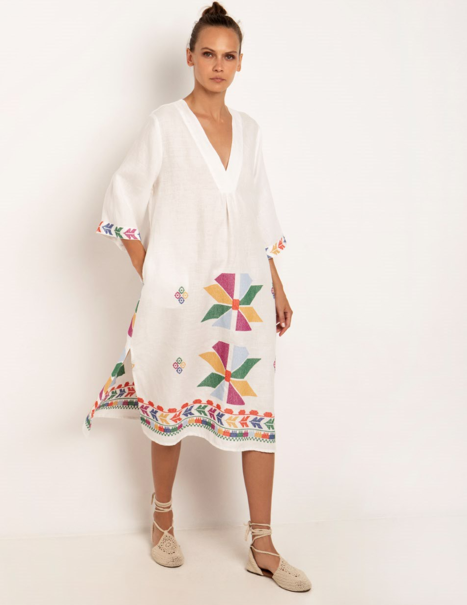 Multi Embroidered Midi Dress