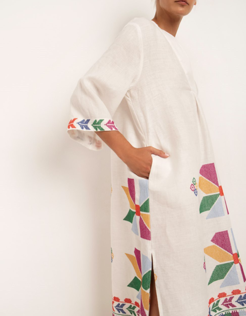 Multi Embroidered Midi Dress