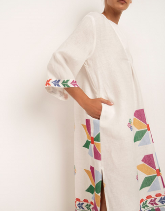 Multi Embroidered Midi Dress