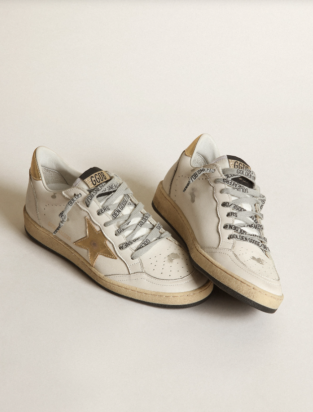 Ballstar Sneaker White with Gold Star Toscani Australia