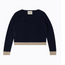Contrast Crew Sweater Navy Beige