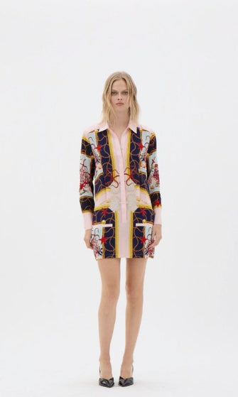 Coral Netting Relaxed Shirt Dress