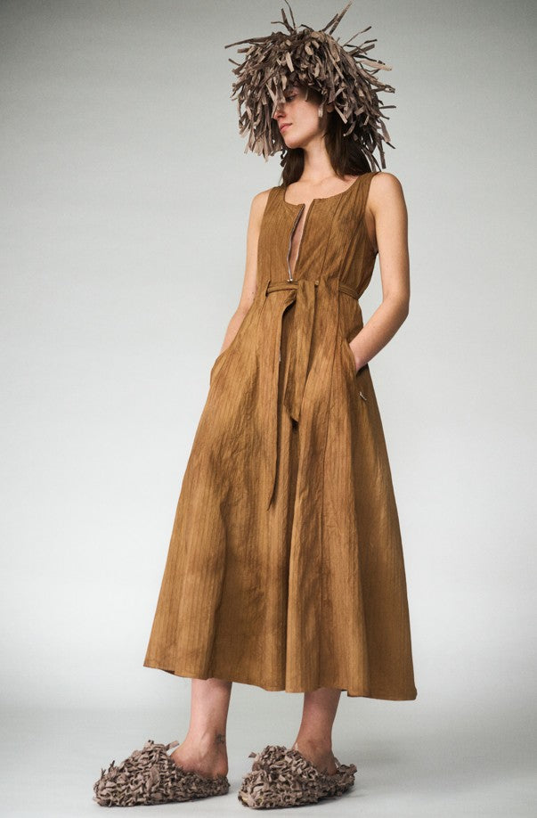 Singlet Zipper Dress with Pockets Cinnamon