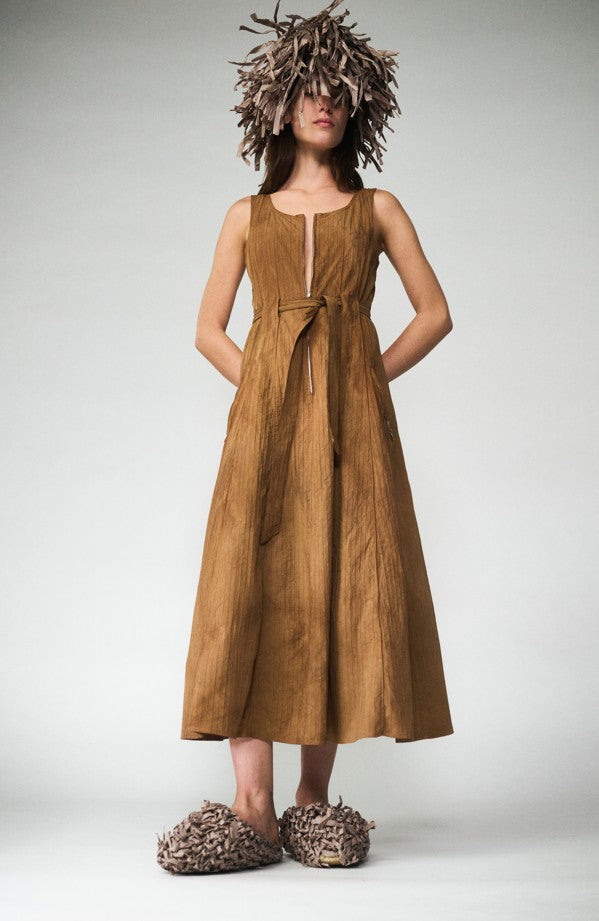 Singlet Zipper Dress with Pockets Cinnamon