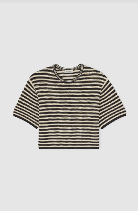 Theo Sweater Black and Ivory Stripe