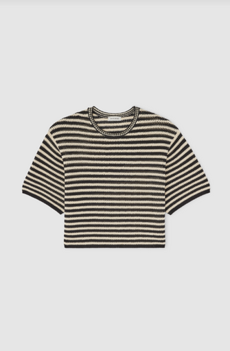 Theo Sweater Black and Ivory Stripe