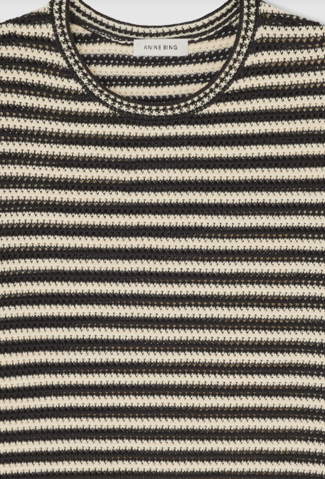 Theo Sweater Black and Ivory Stripe