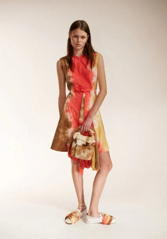 Sleeveless Mini Zipper Dress Citrine Stripe