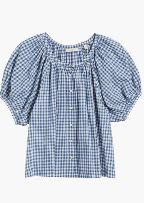 June Top Blue Gingham