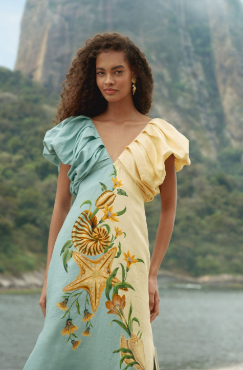 Marine Garden Sand Midi Dress
