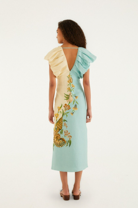 Marine Garden Sand Midi Dress