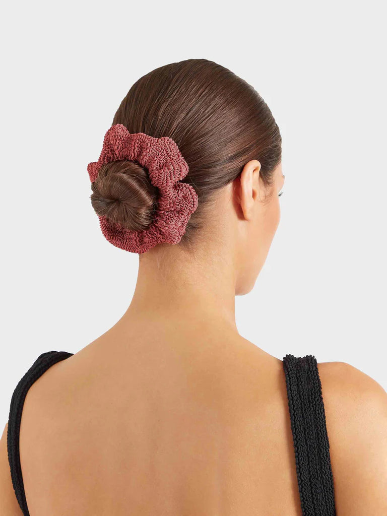 Crinkle Scrunchie Metallic Rosewood