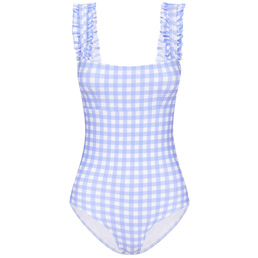 Sky Gingham Ruffle One Piece