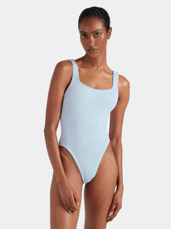 Square Neck Swim Metallic Ice Blue