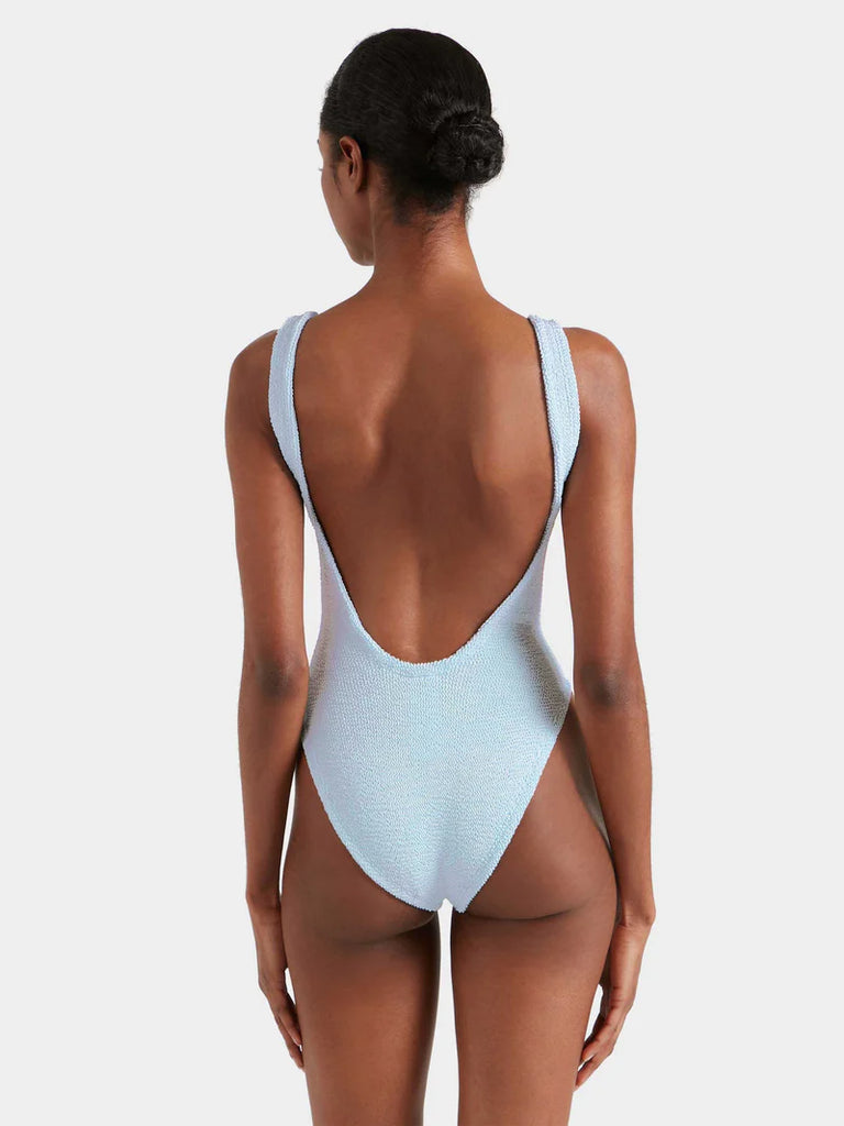 Square Neck Swim Metallic Ice Blue