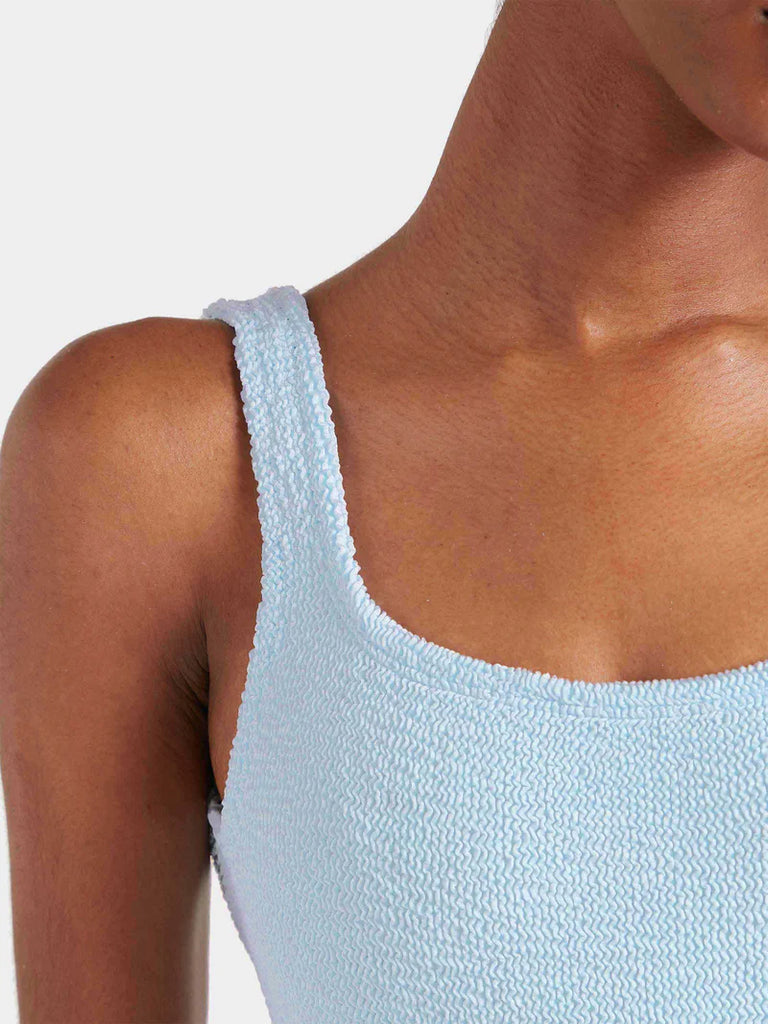Square Neck Swim Metallic Ice Blue