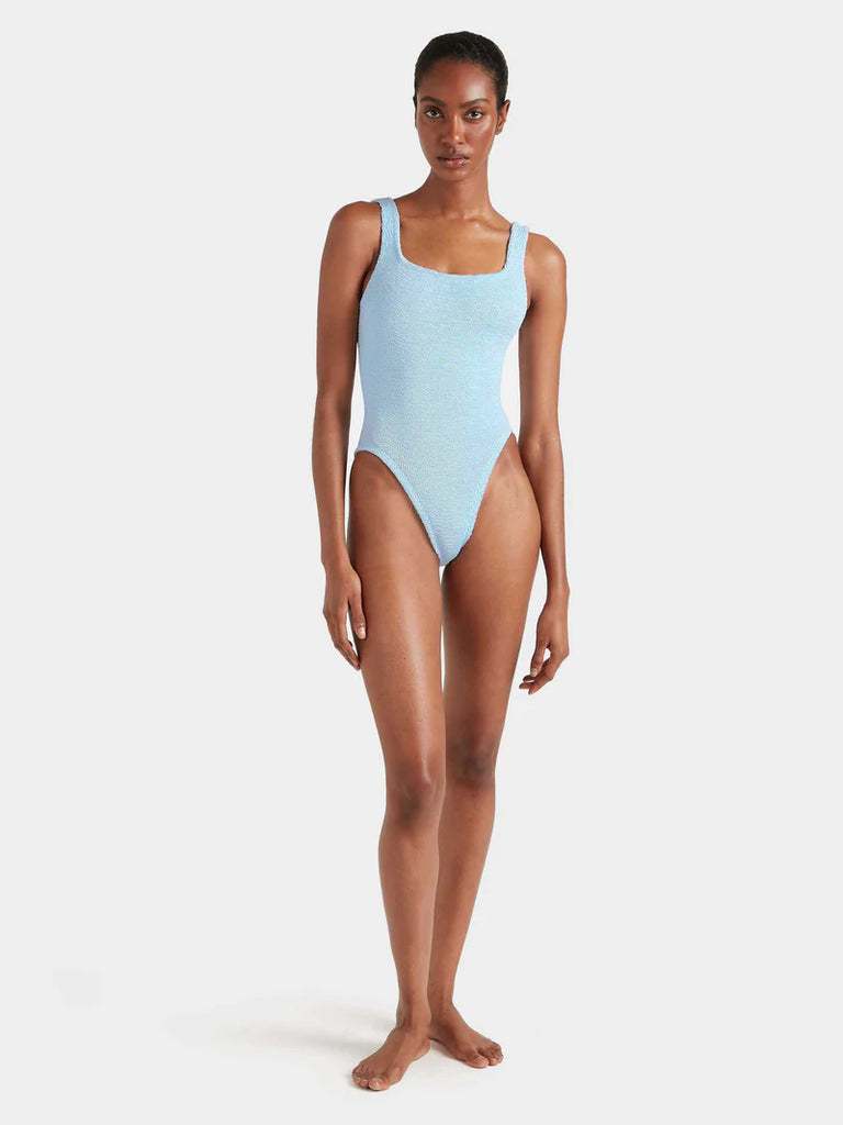 Square Neck Swim Metallic Ice Blue