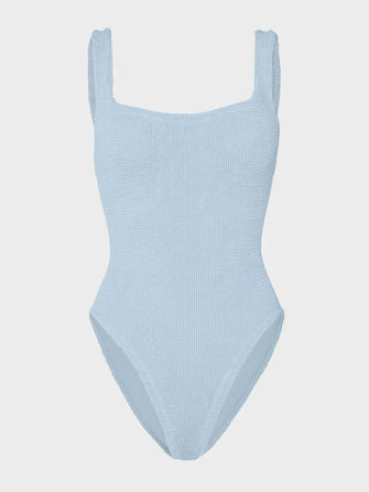 Square Neck Swim Metallic Ice Blue
