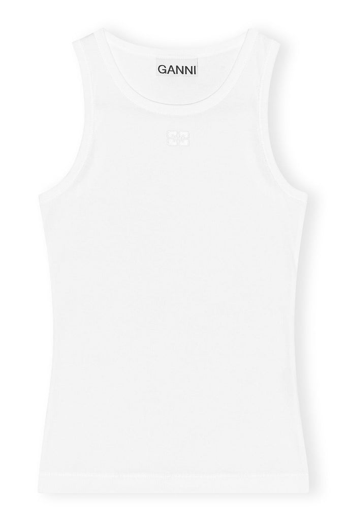 Soft Cotton Rib Tank Top White