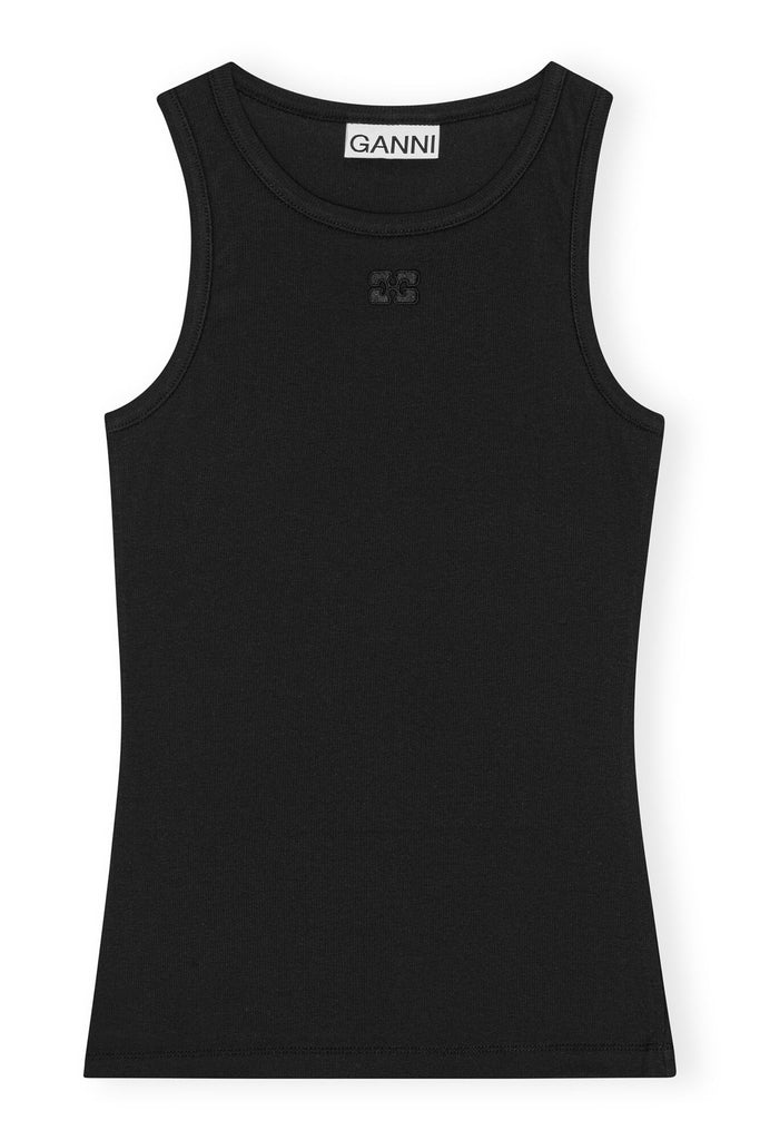 Soft Cotton Rib Tank Top Black