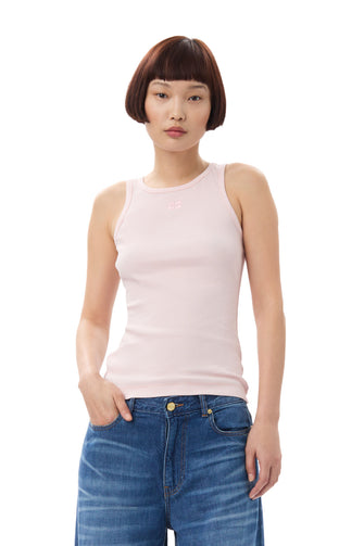Cotton Rib Tank Top Pink