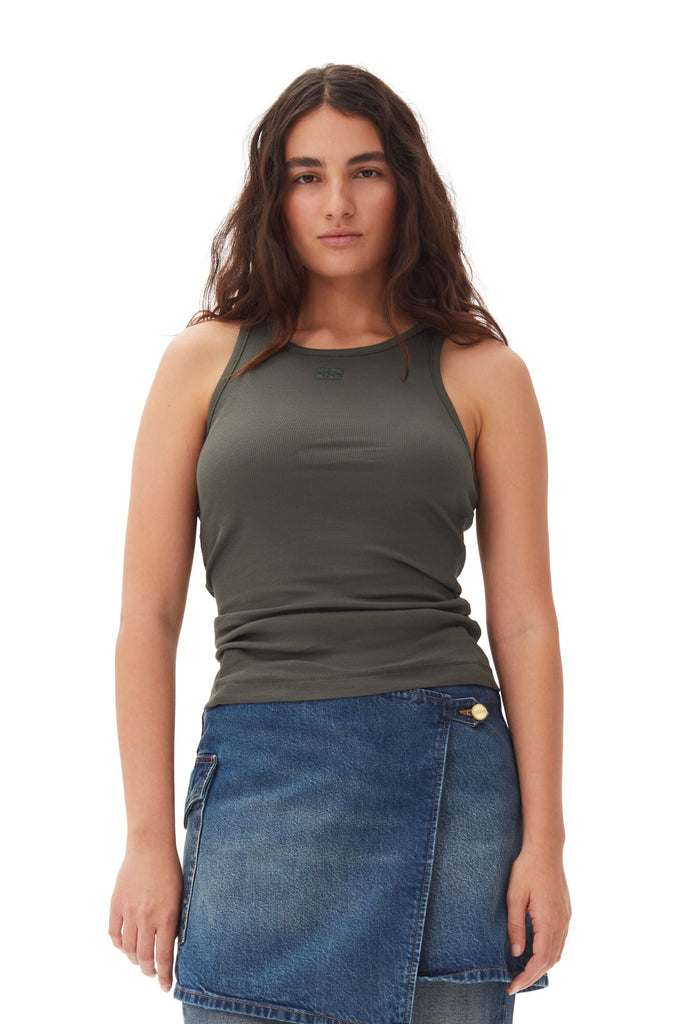 Cotton Rib Tank Top Climbing Ivy