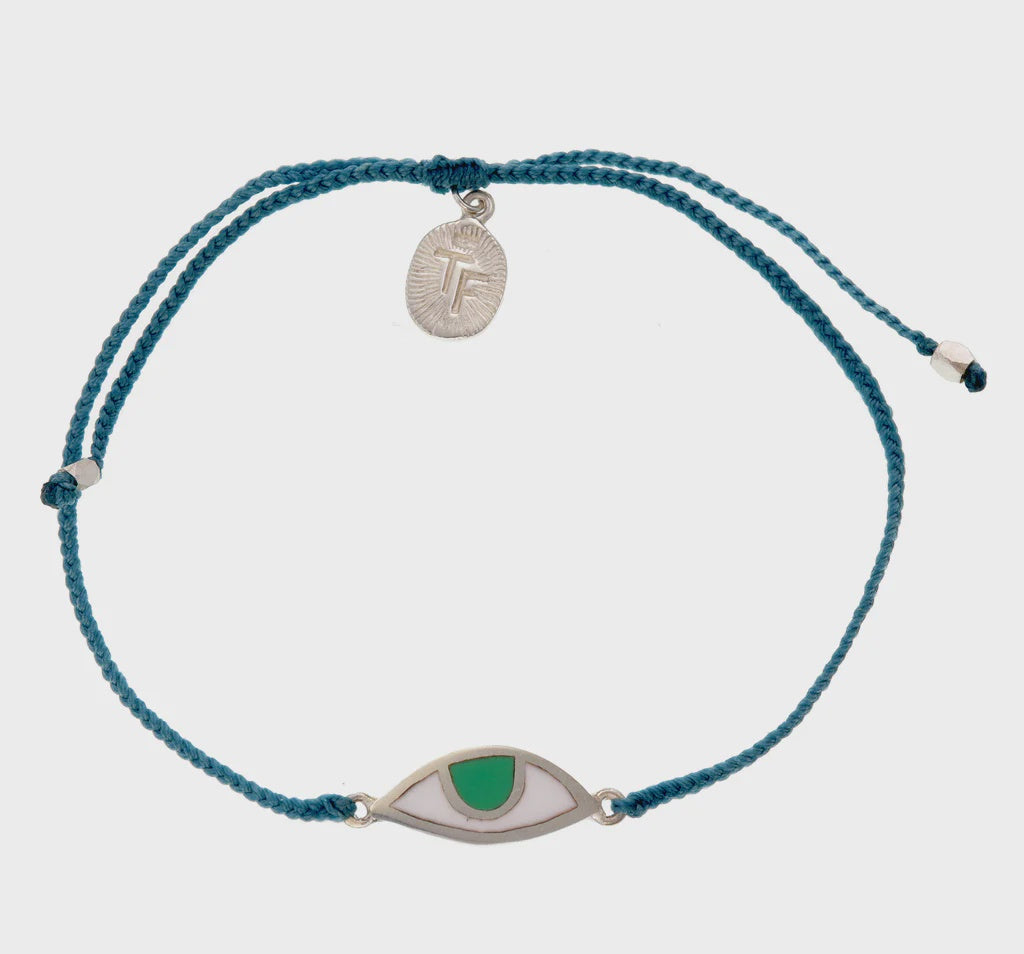 Eye of Protection Bracelet Teal Green Silver