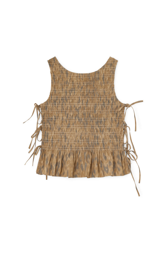 Printed Cotton Tie String Blouse Burro