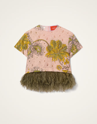 La Scala Tee Swathe Pink with Feathers