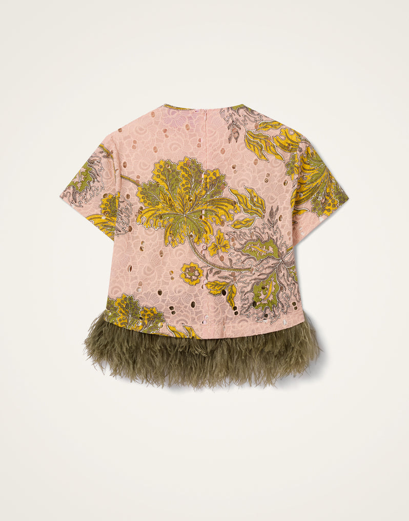 La Scala Tee Swathe Pink with Feathers