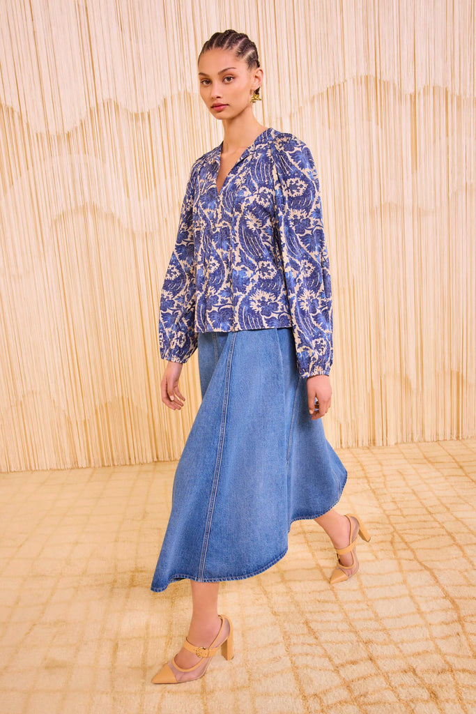 Brea Long Sleeve Blouse Ocean