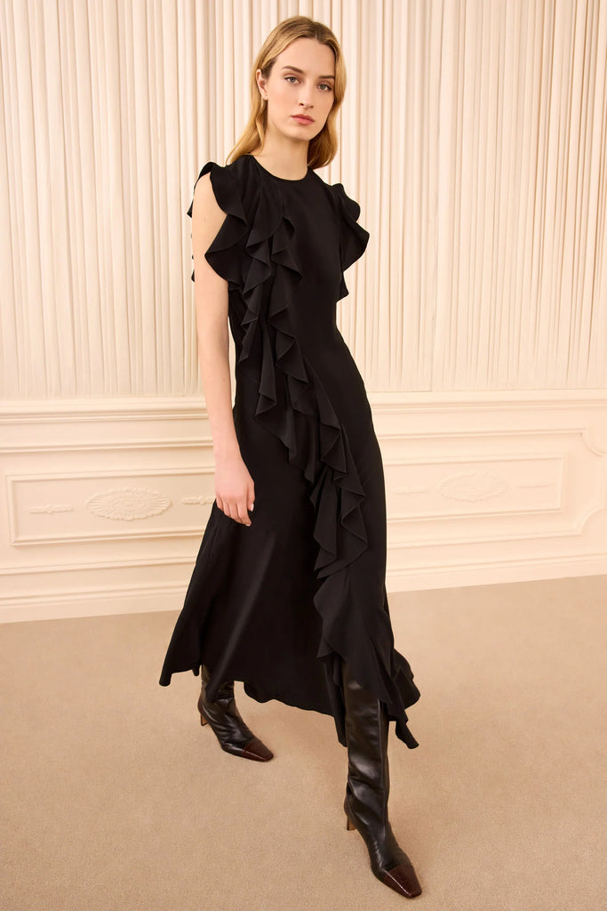 Ameline Silk Dress Noir