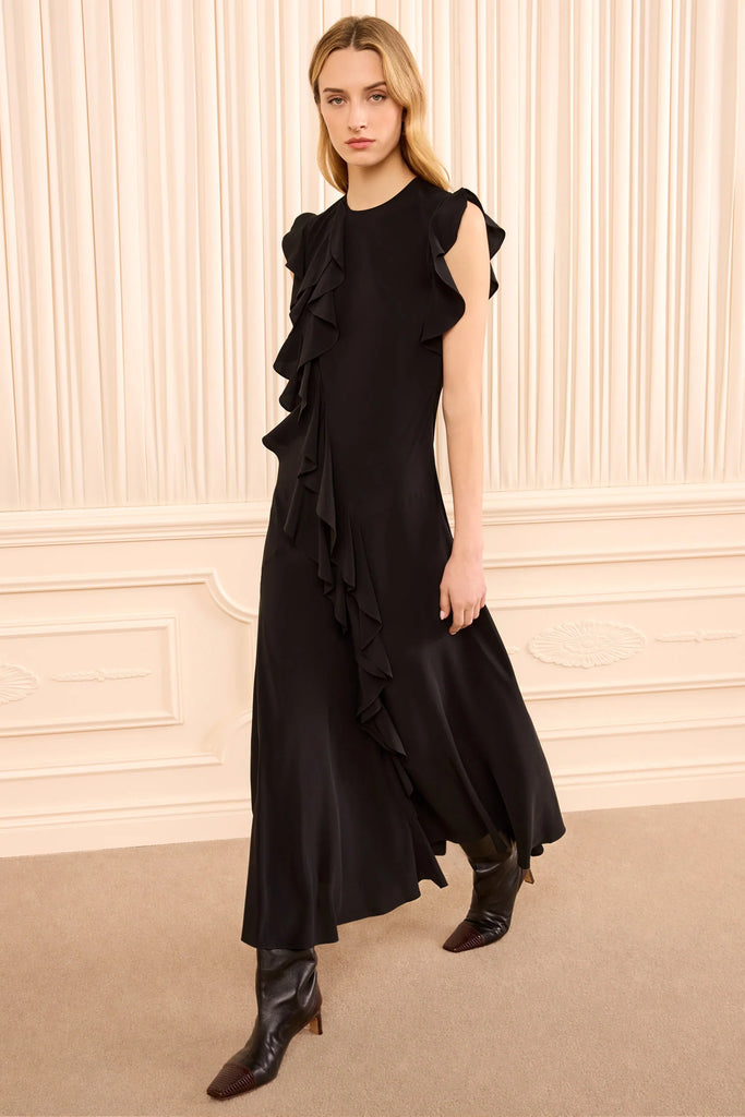 Ameline Silk Dress Noir