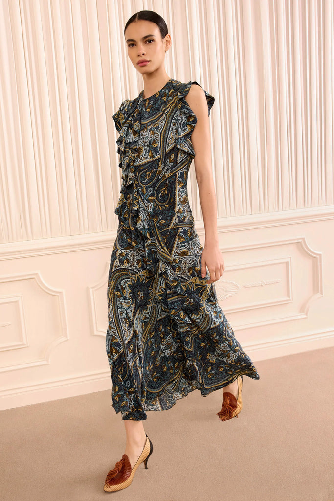 Ameline Silk Dress Prussian