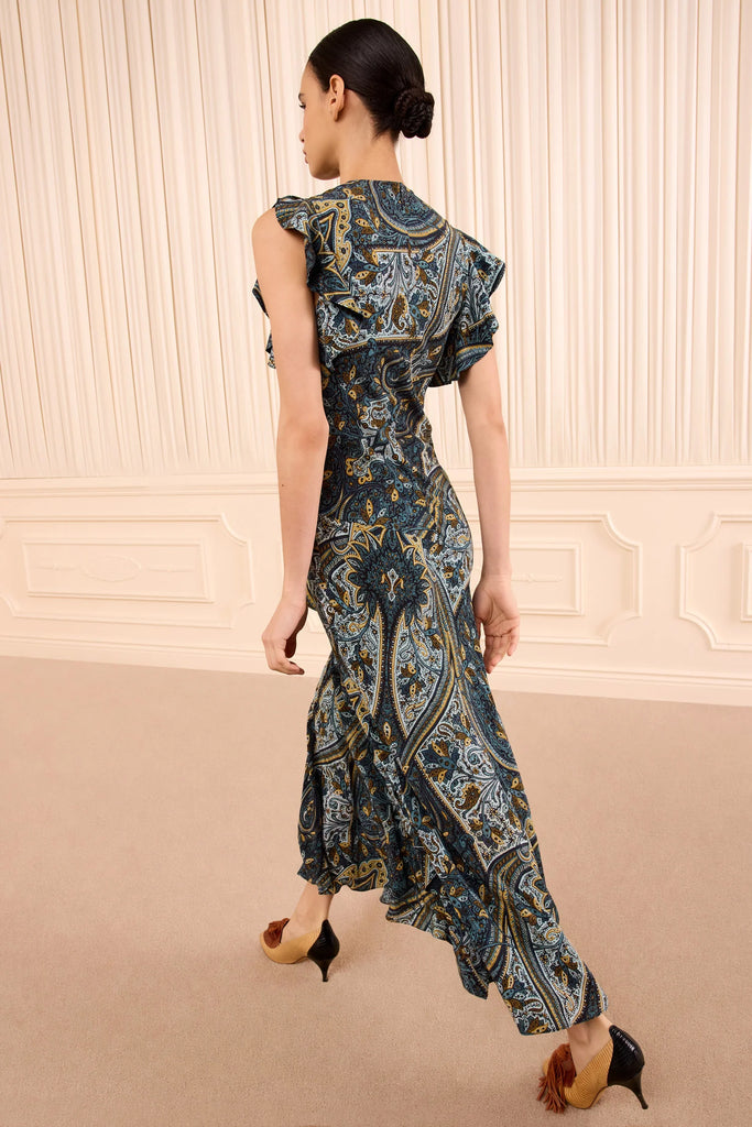 Ameline Silk Dress Prussian