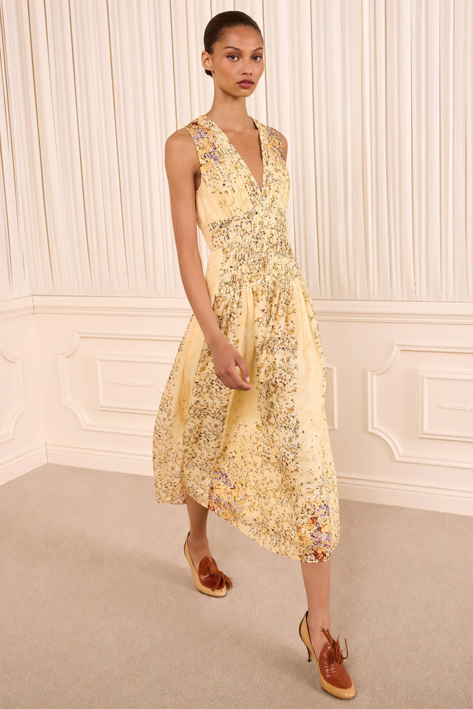 Sylvie Silk Dress Forsythia