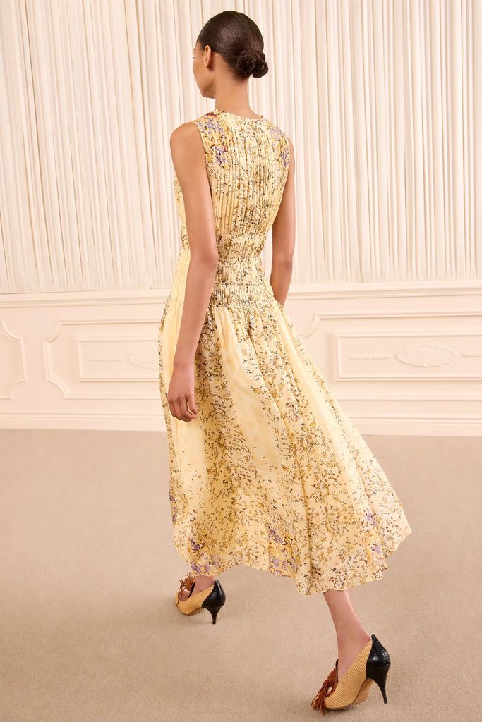 Sylvie Silk Dress Forsythia