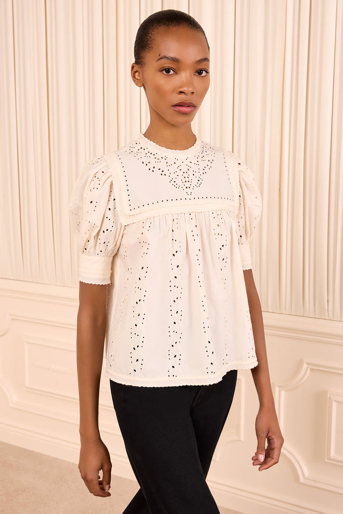 Una Cotton Top Pearled Ivory