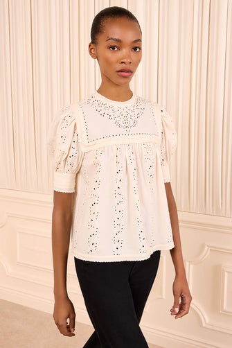 Una Cotton Top Pearled Ivory