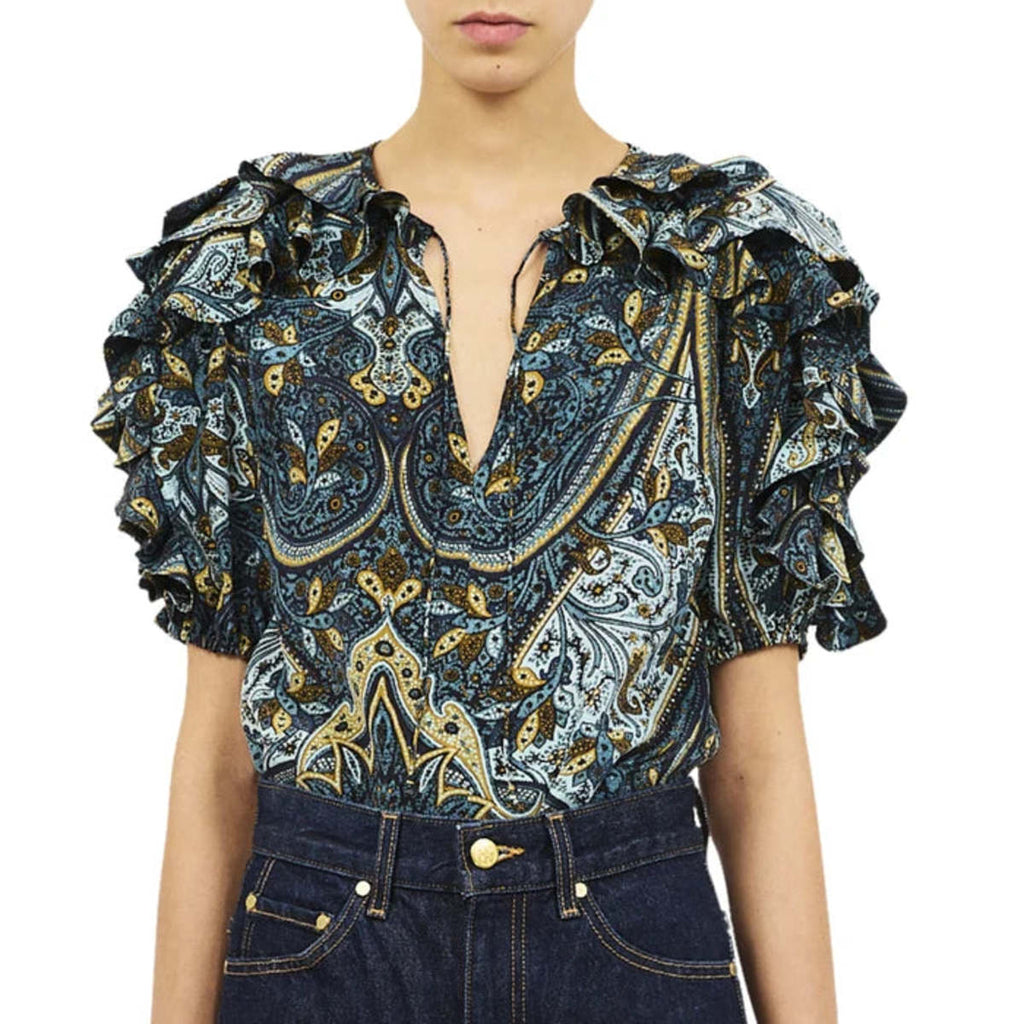 Josephine Silk Top Prussian