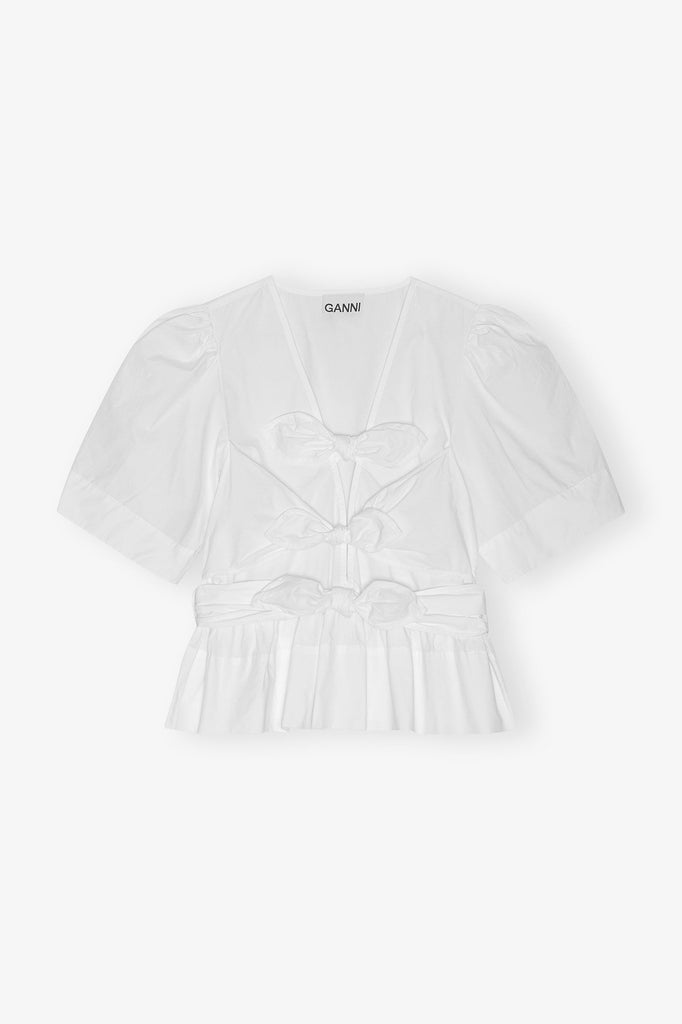 Washed Cotton Tie Strap Blouse